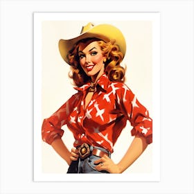 Retro American Cowgirl 4 Art Print
