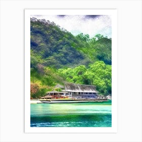 Gaya Island Malaysia Soft Colours Tropical Destination Art Print