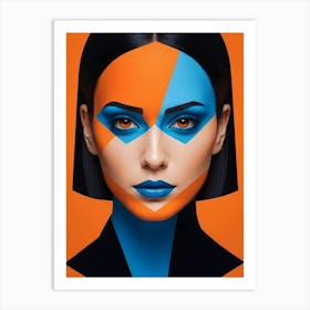 Geometric Fashion Woman Portrait Pop Art Orange (21) Art Print