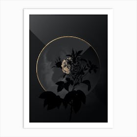 Shadowy Vintage Pink Agatha Rose Botanical in Black and Gold n.0044 Art Print