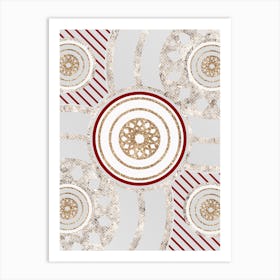 Geometric Glyph Abstract in Festive Gold Silver and Red n.0010 Art Print