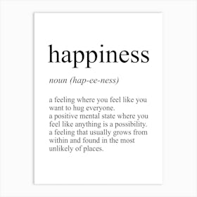 Happiness Definition Meaning Art Print