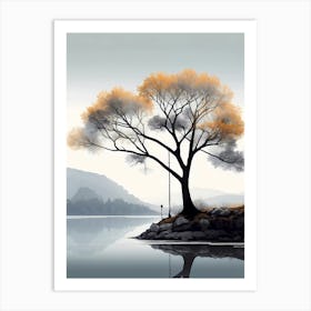 Tree By The Lake 1 Art Print