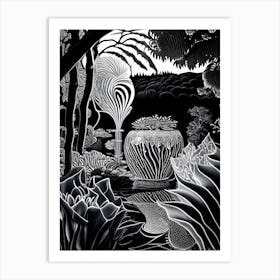 Chihuly Garden And Glass, Usa Linocut Black And White Vintage Art Print