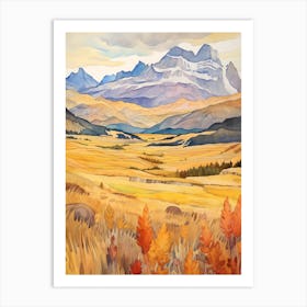 Autumn National Park Painting Torres Del Paine National Park Chile 5 Art Print