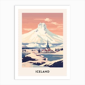 Vintage Winter Travel Poster Iceland 3 Art Print