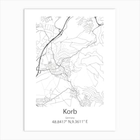 Korb,Germany Minimalist Map Art Print