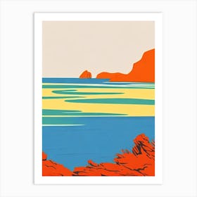 Tallow Beach Australia Midcentury Art Print