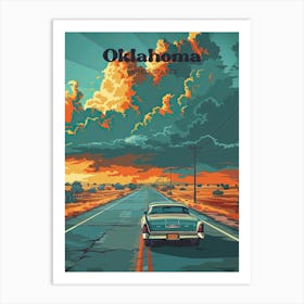 Oklahoma Road Trip Digital Travel Illustration Art Print