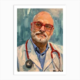 Doctor With Stethoscope Art Print