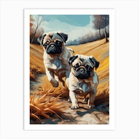 Two Cute Pugs Art Print