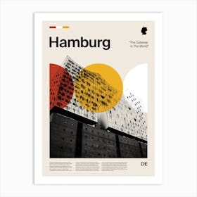 Mid Century Hamburg Travel Art Print