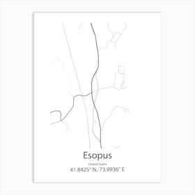 Esopus,United States Minimalist Map 1 Art Print