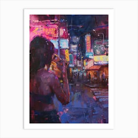 Girl At Night Art Print