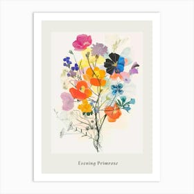 Evening Primrose 4 Collage Flower Bouquet Poster Art Print