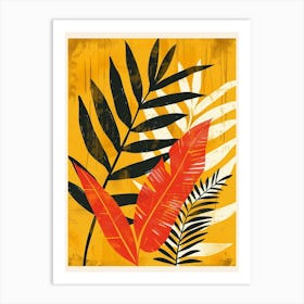 Botanical Tropical Leaves Groovy 20 Art Print