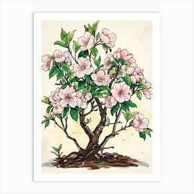 Cherry Blossom Tree Storybook Illustration 4 Art Print