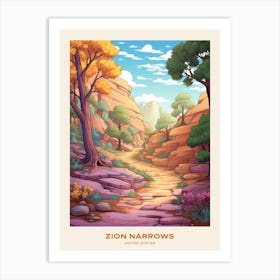 Zion Narrows Usa 3 Hike Poster Art Print