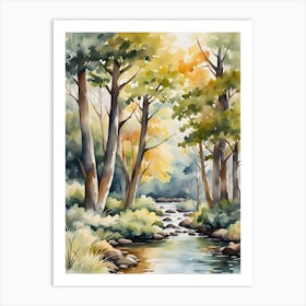 Watercolor Of A Stream 4 Art Print