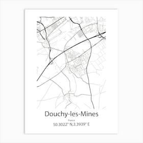 Douchy Les Mines,France Minimalist Map Art Print