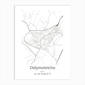 Didymoteicho,Greece Minimalist Map Art Print