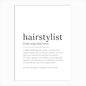 Hairstylist Definition Poster - Dictionary Art Print