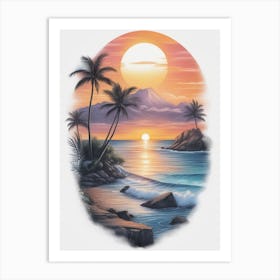 Sunset At The Beach 12 Art Print