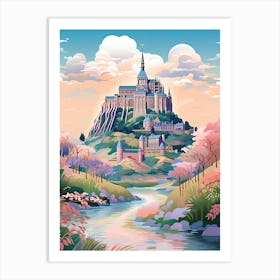 Mont Saint Michel   Normandy, France   Cute Botanical Illustration Travel 1 Art Print