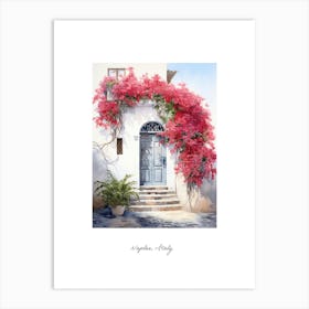 Naples, Italy   Mediterranean Doors Watercolour Painting 1 Poster Art Print