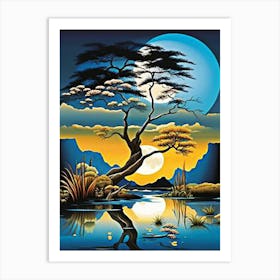 Moon And The Tree Art Print