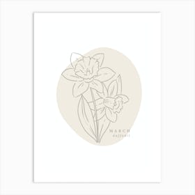 March Daffodil  Birth Flower | Neutral Florals Art Print