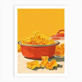 Retro Yellow Gummy Bears Vintage Cookbook Inspired 1 Art Print
