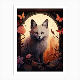 Kit Fox Moon Illustration 4 Art Print