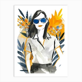 Illustration Of A Woman In Sunglasses 1 Art Print