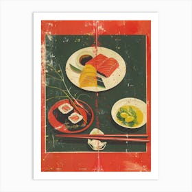 Japanese Sushi Platter Mid Century Modern 3 Art Print