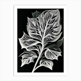 Lime Leaf Linocut 2 Art Print