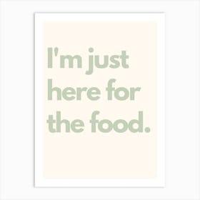 Here For Food Teal Kitchen Typography Art Print
