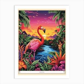 Greater Flamingo Bolivia Tropical Illustration 7 Poster Art Print