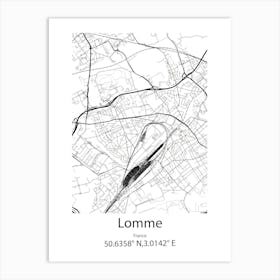 Lomme,France Minimalist Map Art Print