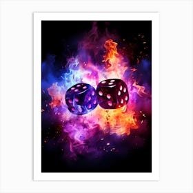 Two Dices In Fire Art Print