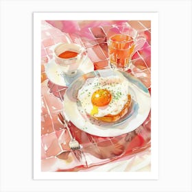 Pink Breakfast Food Eggs Benedict 4 Art Print