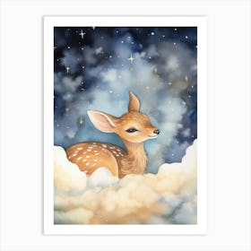 Baby Deer 8 Sleeping In The Clouds Art Print