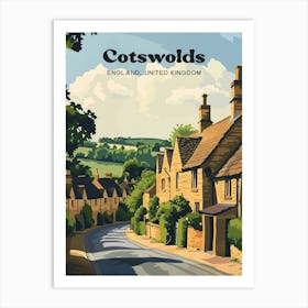 Cotswolds Vintage Art Illustration Art Print