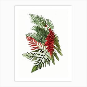 Japanese Holly Fern Watercolour Art Print