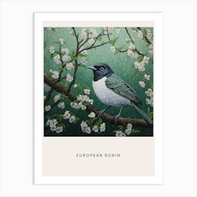 Ohara Koson Inspired Bird Painting European Robin 3 Poster Art Print