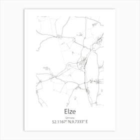 Elze,Germany Minimalist Map Art Print