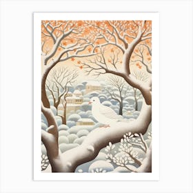 Winter Bird Painting Dove 3 Art Print
