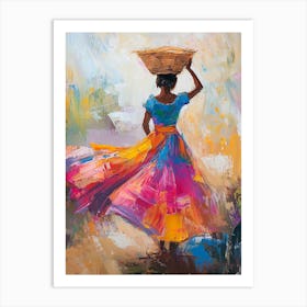 Woman With A Basket Art Print