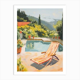 Sun Lounger By The Pool In Tuscany Italy 4 Art Print