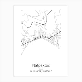 Nafpaktos,Greece Minimalist Map Art Print